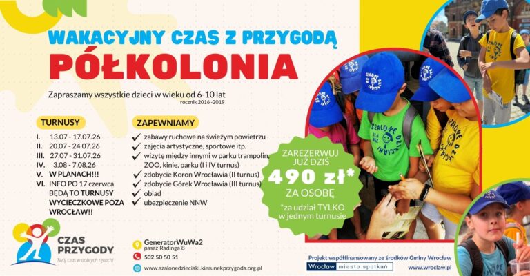 Dla uczestniczących w akcji Wakacyjny czas z przygodą – półkolonia